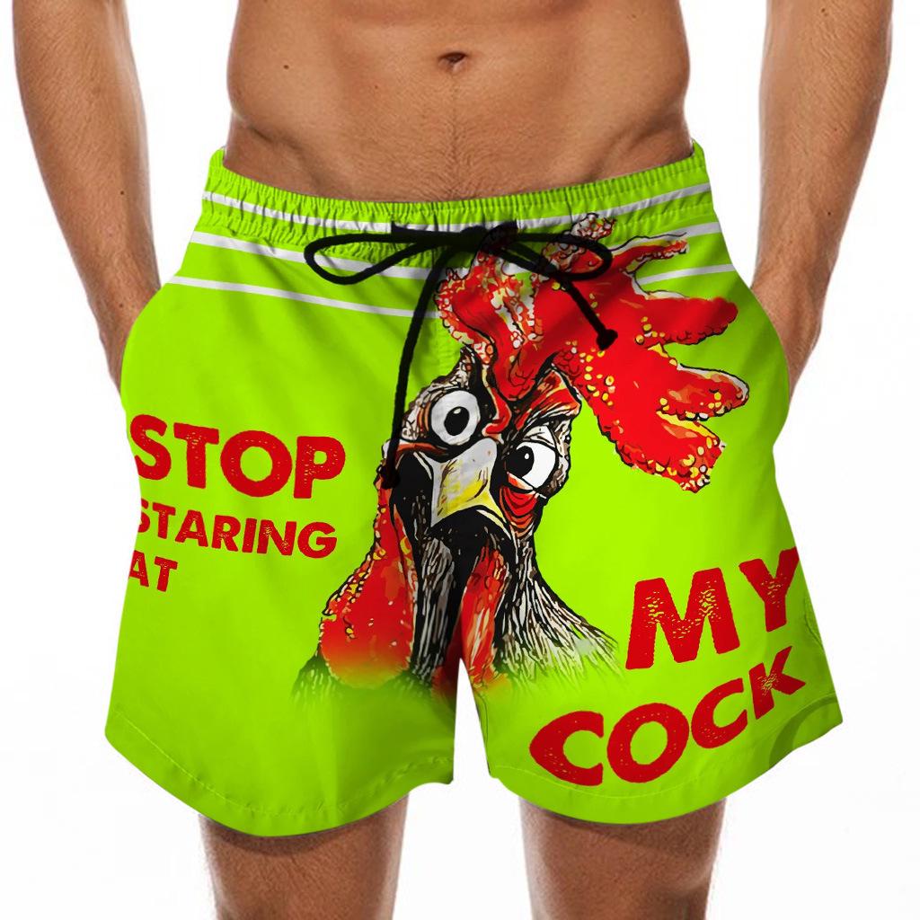 Men's 3D Turkey Head & Banana Print Swim Shorts