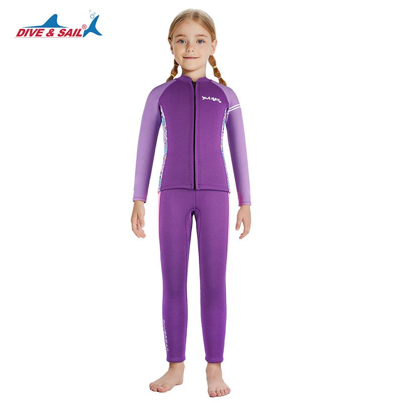 New 2.5MM Children's Diving Suit Split Long Sleeved Thick Diving Suit Girls' Training Swimming And Cold Surfing Suit