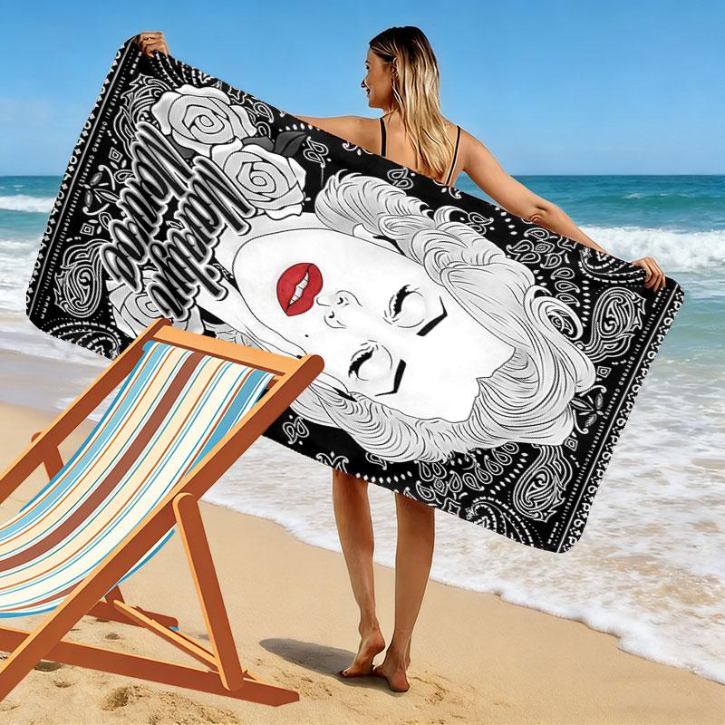 Marilyn Monroe Print Beach Towel, Large Soft Quick Dry Towel for Beach Camping Swimming
