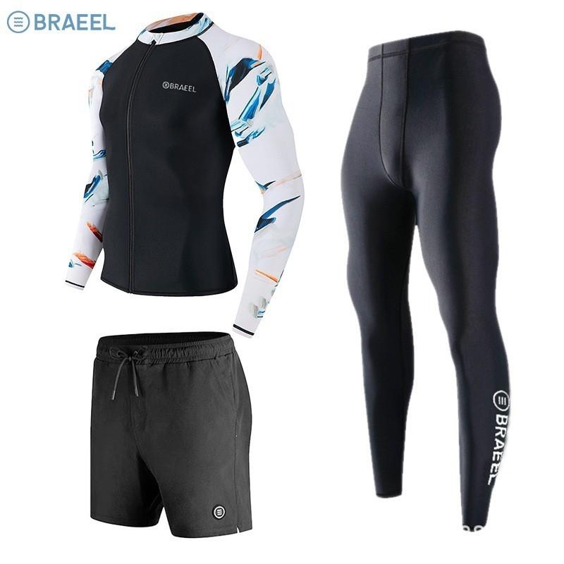 Quick-Dry UV Protection Rash Guard Long Sleeve Swimwear Men Surfing Diving Snorkeling Water Sports