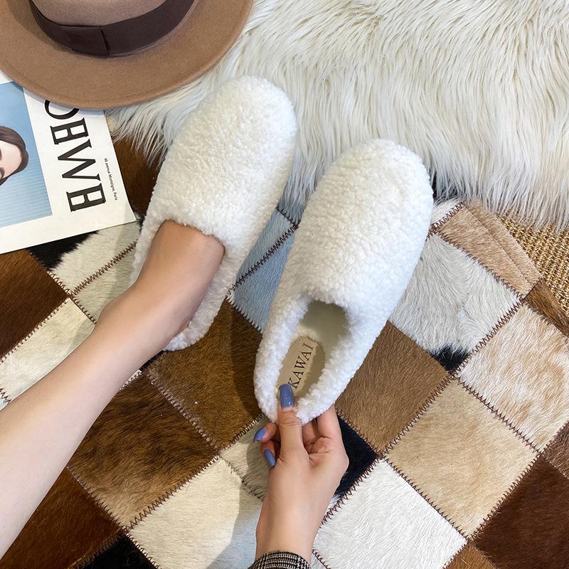 2025 Women's Lambswool Furry Flat Slippers: Cozy Autumn/Winter Casual Footwear