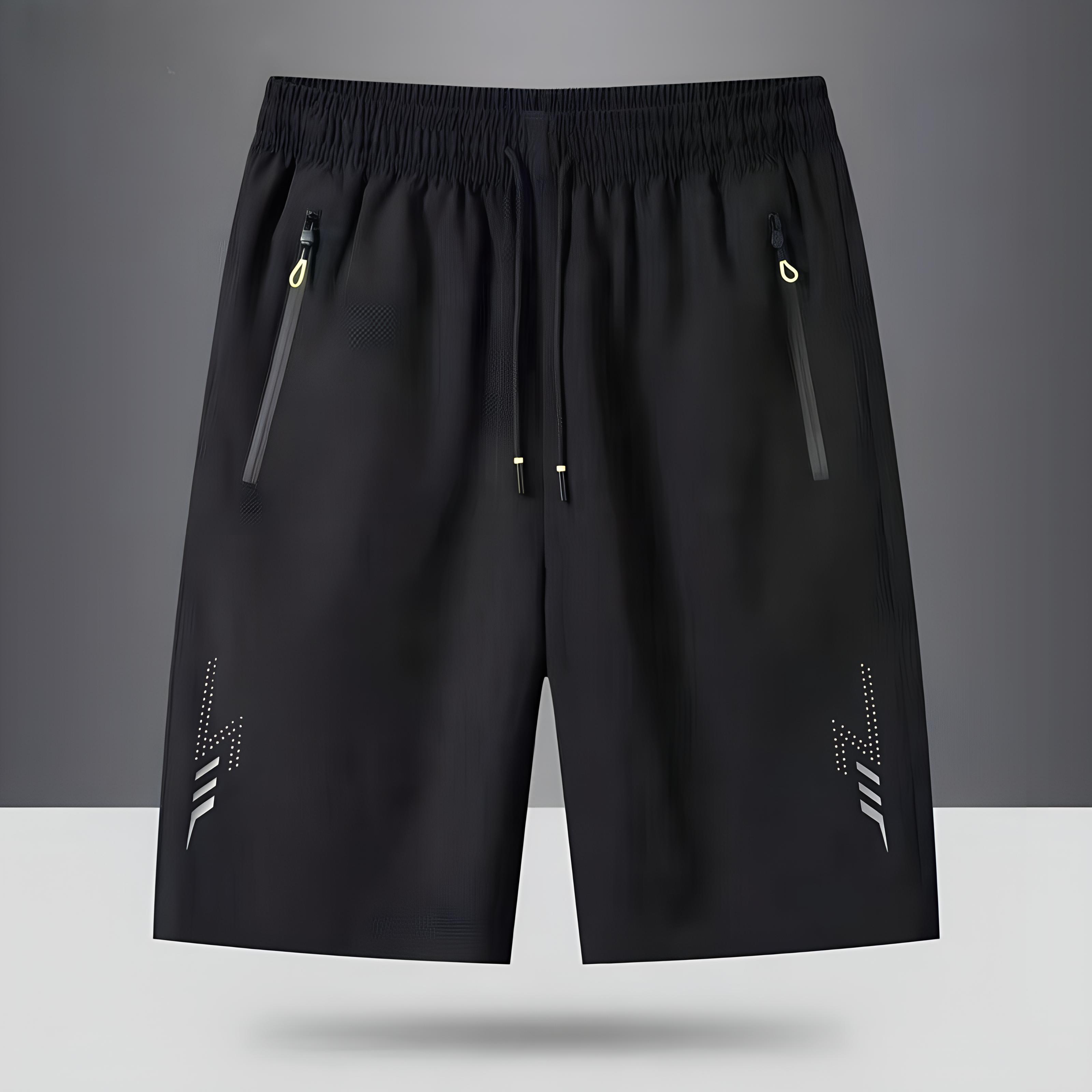 

Мужские однотонные быстросохнущие шорты, повседневные слегка эластичные шорты на шнурке, подходят для лета L чёрный