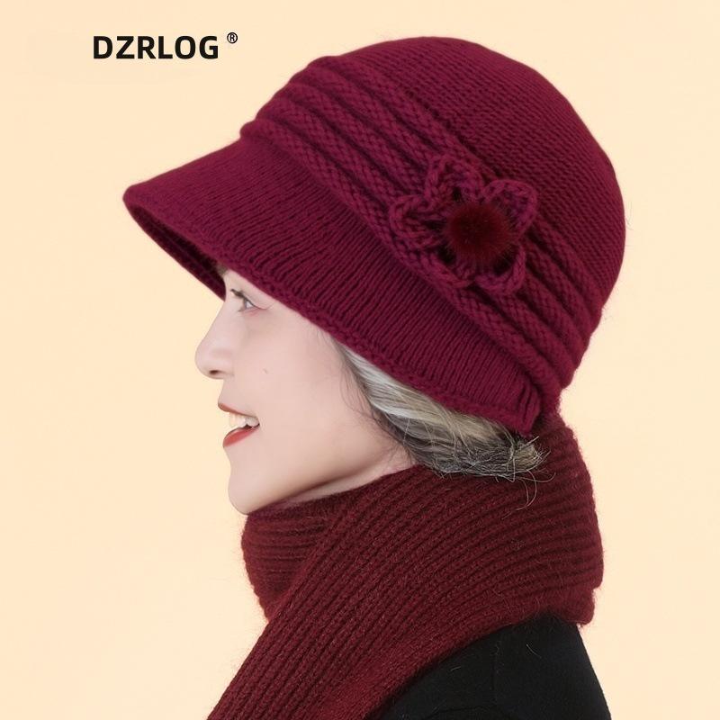 New wool hat winter middle-aged mother hat fleece thickened cold-proof warm winter knitted hat children