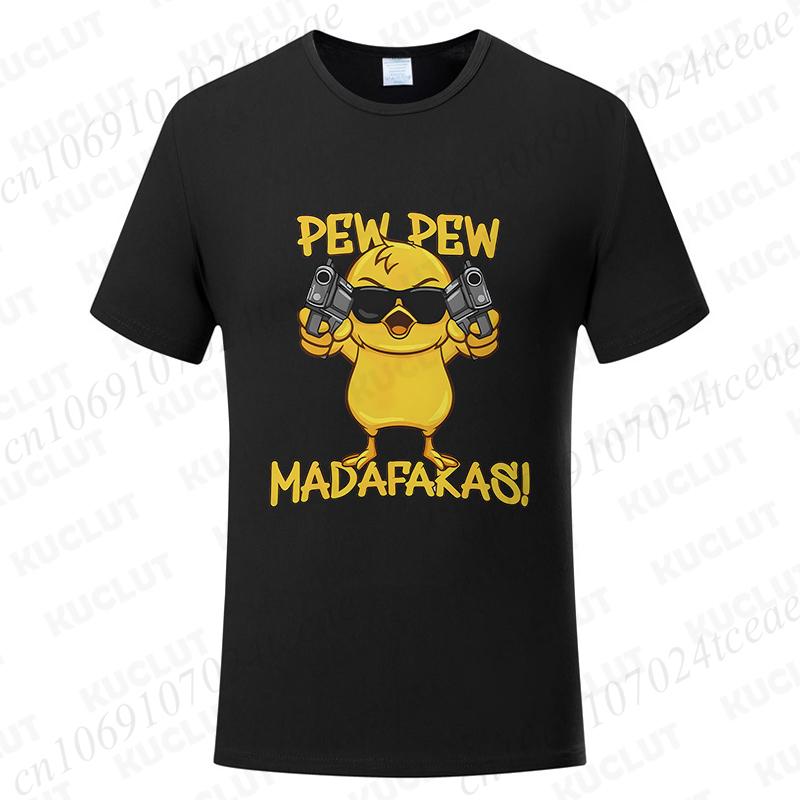 Pew Pew Madafakas Men's T-shirts Cute Chick Funny Graphic Tops Summer Short Sleeve Tees Trendy Streetwear Male Oversized Clothes
