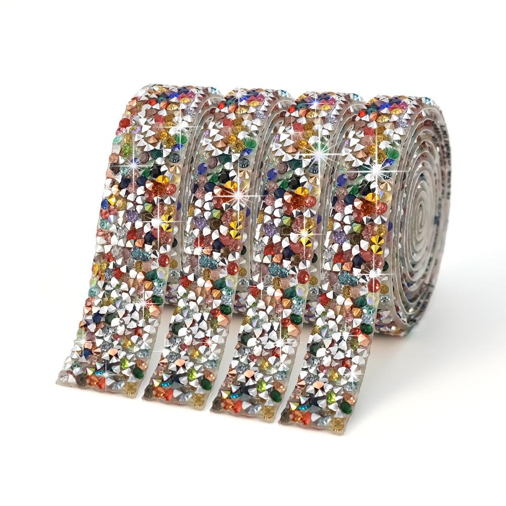 Drill Sticker Resin Drill Belt Diy Jewelry Adhesive Flash Drill Sticker Drill Clothing Accessories Decorative Strip Hot Drill Self-Adhesive Strip