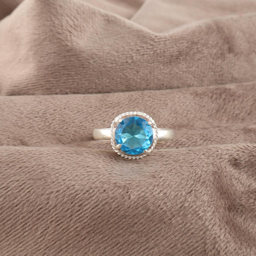 Blue Topaz Gemstone Jewelry, 925 Sterling Silver Ring, Handmade Beautiful Silver Ring For Gift, Topaz Boho Ring For Women