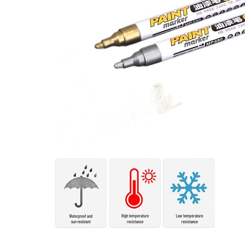 Bao Ke MP680 Waterproof Industrial Paint Marker - White & Gold Signature Pen