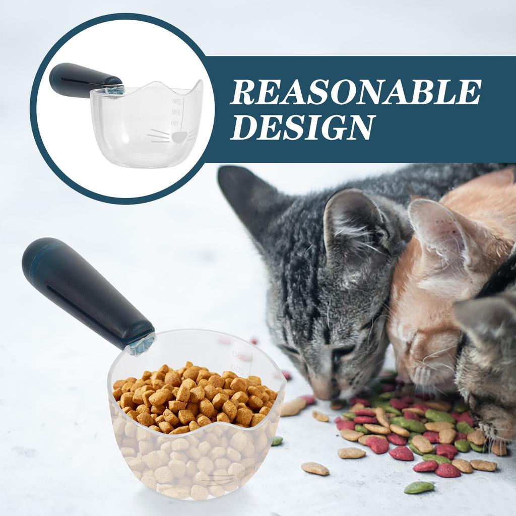 Two in One Plastic Pet Food Spoon Dog Food Scoop Clip with Transparent Scale Measuring Cup for Cat Dog Feeding