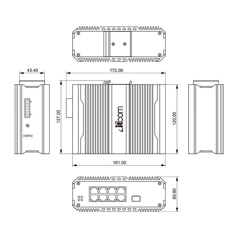 Itcom Industrial Gigabit 1 SFP 8-Port PoE Din-Rail Switch