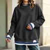 Women's Long Sleeve Mock Two-Piece Sweatshirt Loose Fit Casual Pullover