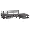 6 Piece Garden Lounge Set with Cushions Gray Solid Wood