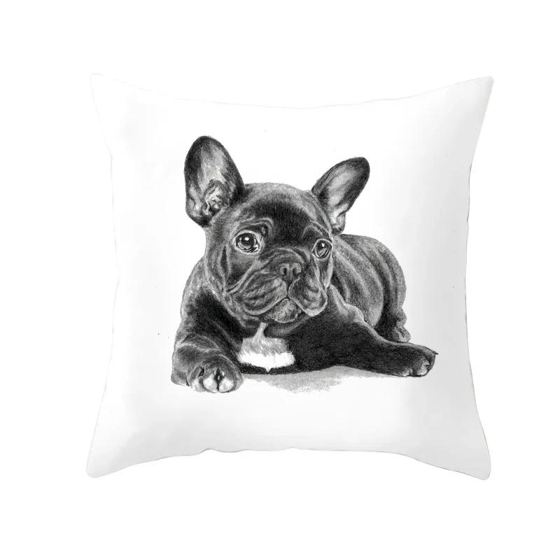 French Bulldog Dog Print Pattern Cushion Cover Home Living Room Sofa Bedroom Decoration Throw Pillow