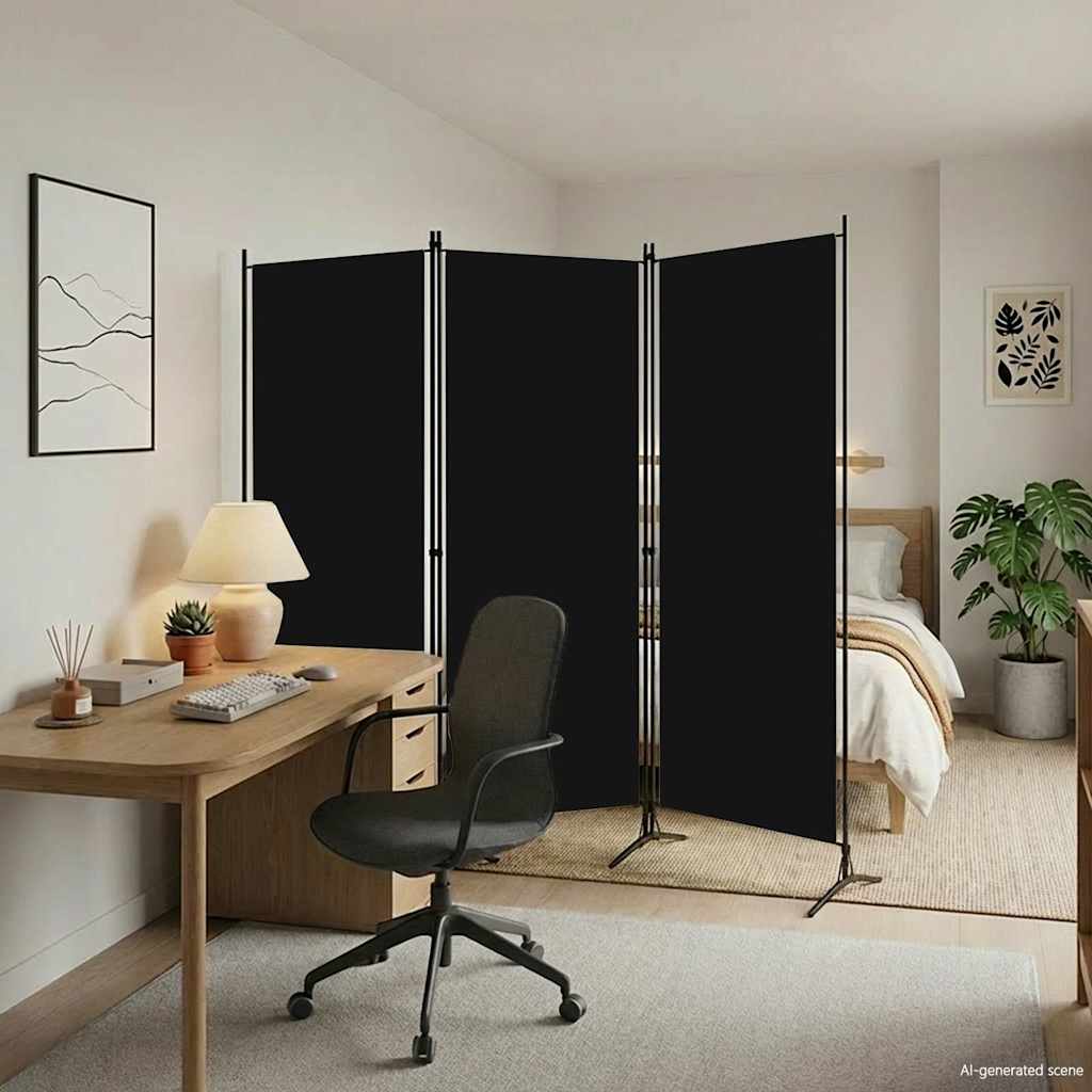 vidaXL 3-tlg. Raumteiler Schwarz 260x180 cm schwarz