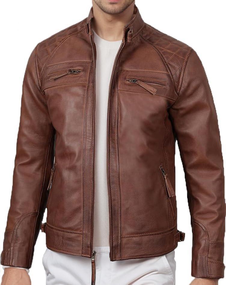 New Men's Leather Jacket Male Teen Stand-Up Collar Punk Men's Motorcycle Leather Jacket Stand-Up Collar Leather Jacket Men