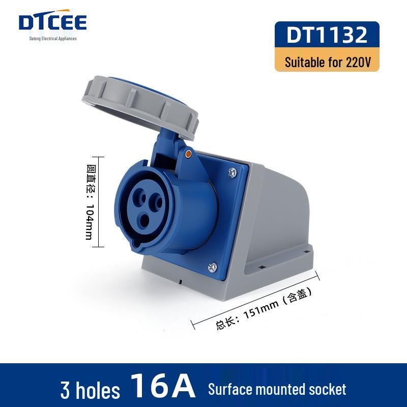 Second Gen IP67 Industrial Aviation Socket Connector 16A/32A, 3-Core/4-Core/5-Core, Non-Explosion-Proof