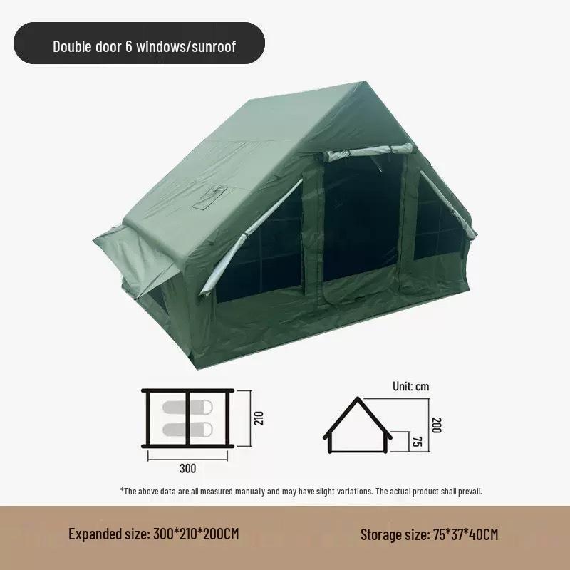 Army Green Four Seasons Outdoor Camping Tent with Ridge Roof 3-5 people