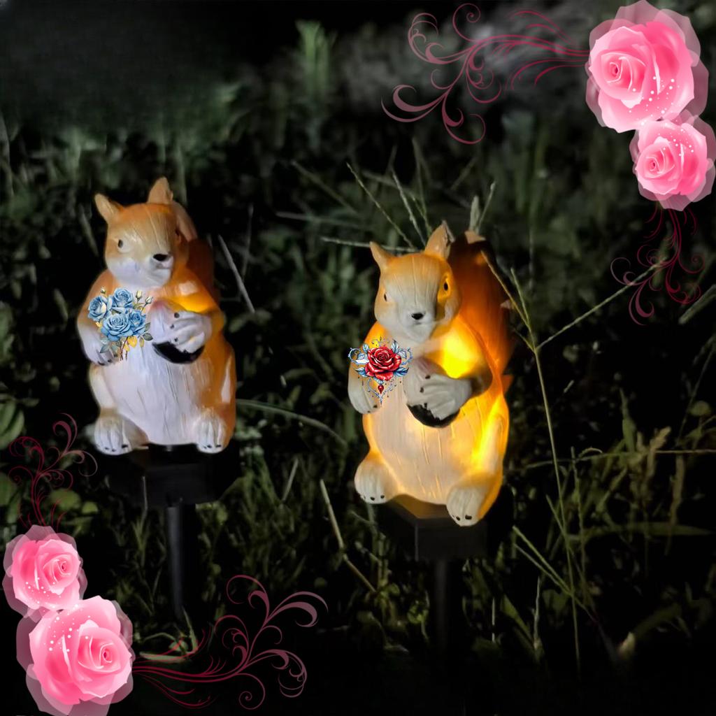 2pcs New LED Solar Plug-in Lights for Atmosphere Decoration Garden Park Resin Lawn Lamp Squirrel Garden Landscape Lights