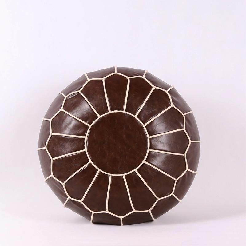 

Марокканский пуф из искусственной кожи с вышивкой, ремесло, пуф, домашний современный пуф, круглая подушка для ног 55*35 см из искусственной кожи без набивки