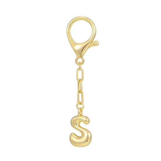Letter Keychain Mini 3D Alphabet Charm Matte Glossy Golden Plating Key Chain with Lobster Clasp Bags Keys Bracelets Accessories