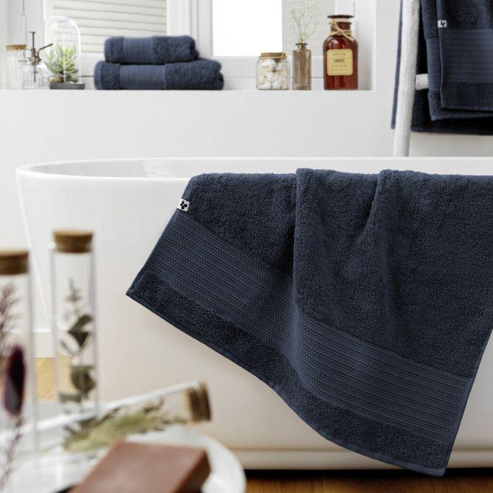 Drap de douche "Garance" 70 x 130 cm / 100% Coton Bio / 600 gr/m² l'Effet Papillon - Garance Minuit - Drap de douche 70 x 130 cm