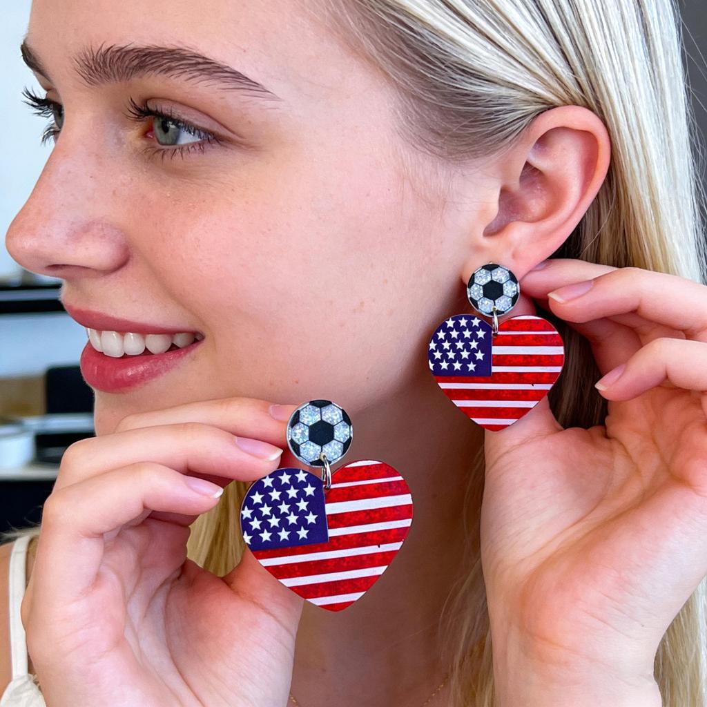 USA Flag Acrylic Earrings for Independence Day Sports Festivals - World Cup Themed Jewelry