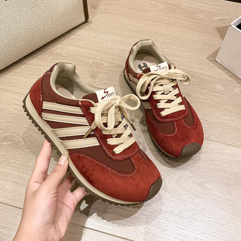 Dexun Shoes Women's 2025 Autumn New Great-looking Imitation Leather Platform Forrest Gump Shoes Super Fire Versatile Casual Sports Shoes