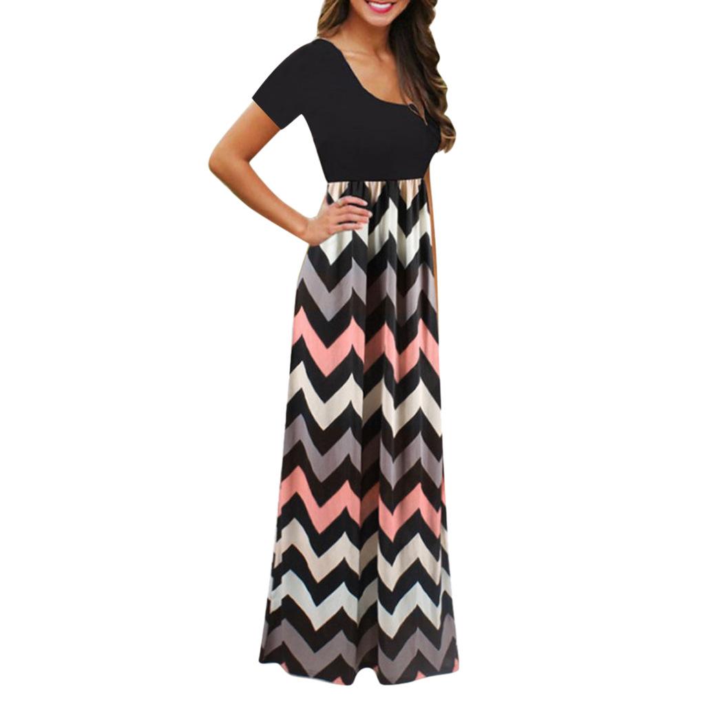 IHUASU Short Sleeve Printed Dress Long Skirt