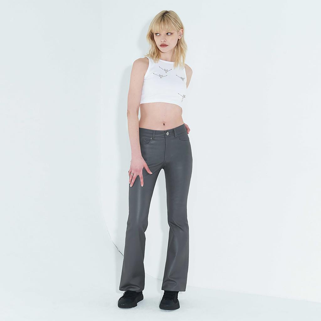 Kimjisu Coated Back Slit Jeans _ Gray