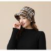 British Plaid Crimped Bucket Hat Women's Autumn and Winter Versatile Hat Women's Small Edge Basin Hat
