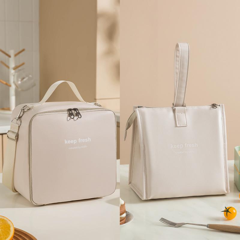 Portable Insulated Crossbody Lunch Bags Waterproof PU Large Capacity Food Bento Thermal Storage Container Shoulder Cooler Bags