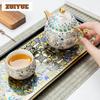 Gold Silver Taotie Tea Set Complete Set Vintage Tea Ceremony Set Household Tea Soaking Teapot And Tea Cup Set Teaset Ornaments