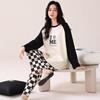Women's pajamas spring and autumn long-sleeved trousers pure cotton two-piece suit, girls can wear cotton loungewear in autumn and winter
