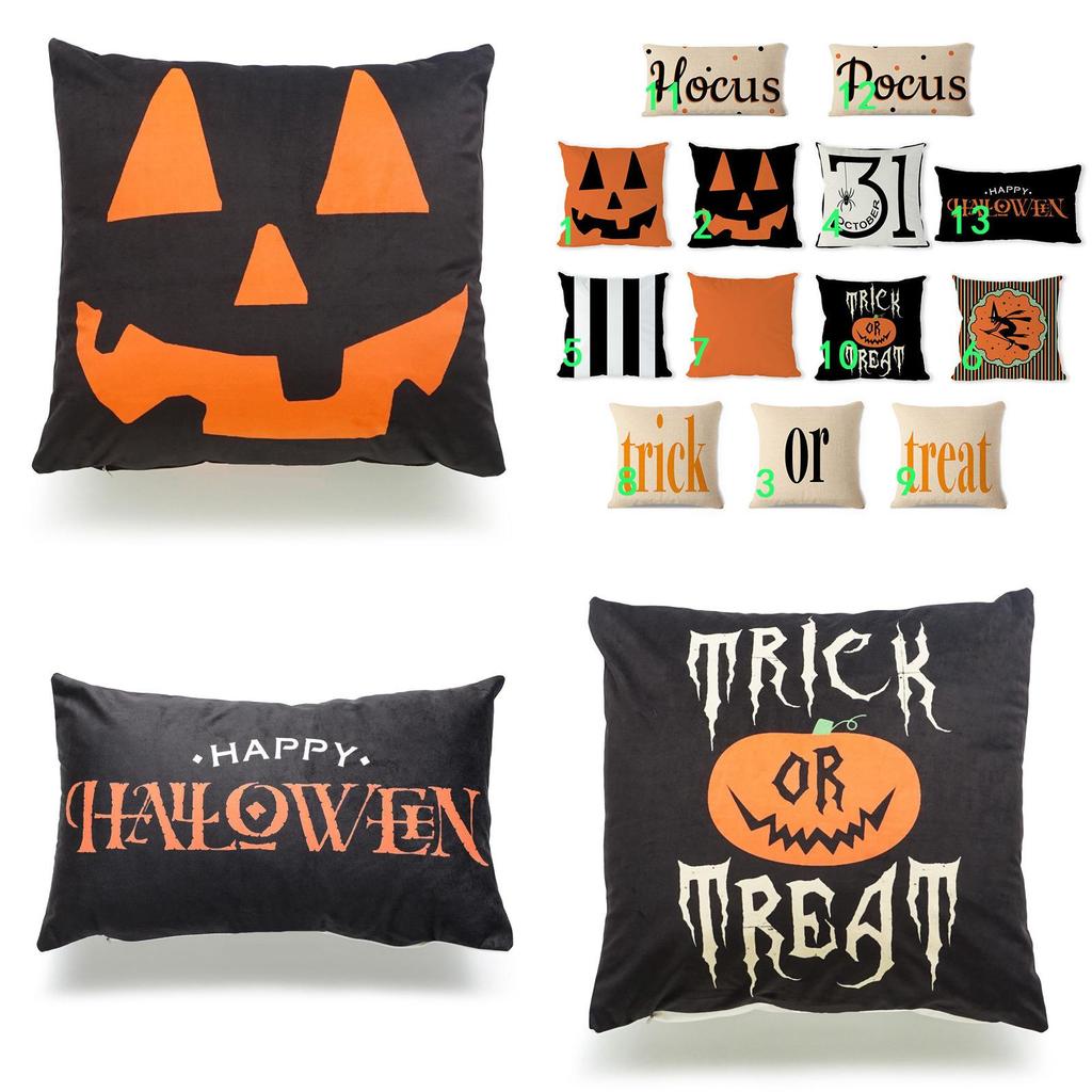 Pumpkin Design Throw Pillow Case For Halloween Sofa Decor 45x45cm**