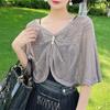 Sunscreen Cardigan Solid Color Half Sleeves Super Thin Shawl Coat Sun Protection Breathable Mesh Sundress Cover Tops Casual Wear Women Clothes