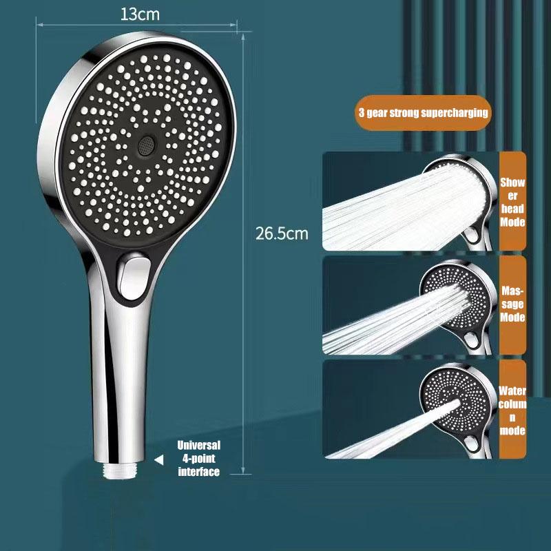 Large Screen Shower Head 3-speed Mode Portable Shower Accessories Bathroom Supplies Shower Knob Complete Set of Accessories