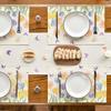 4Pcs, Watercolor Tulip Butterfly Placemats, Washable, Suitable for Holiday Parties, Home Decor, Kitchen Countertops, Rectangular Dining Tables