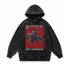 American Retro Washed Hoodie Jacket Animation Digital Direct Injection Printing Heavy Pullover Sweater Men