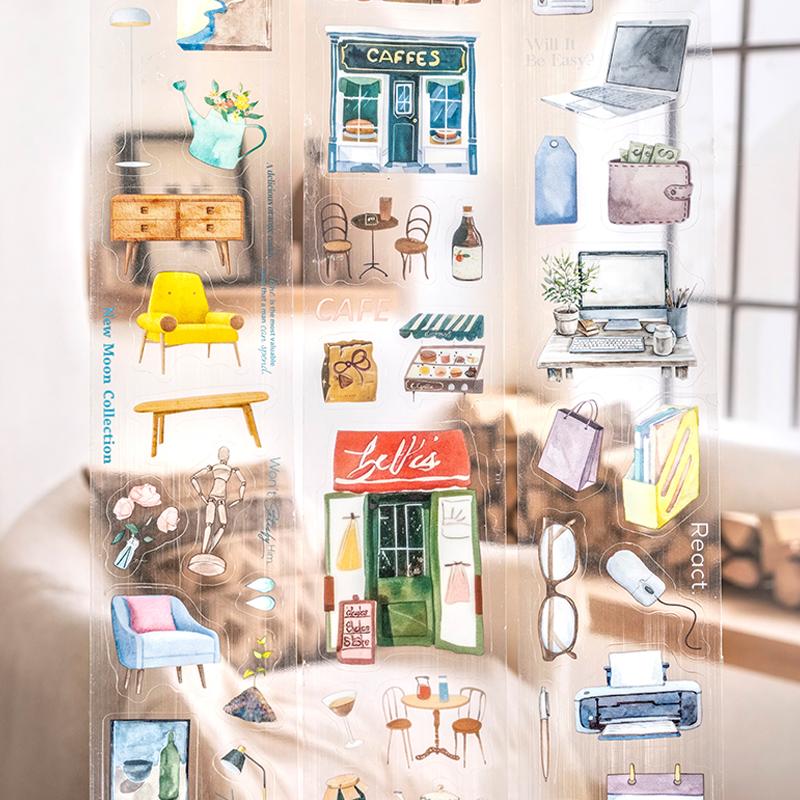 Mr. Paper 3Rolls/bag Slow Life Series PET Die-cut Tape DIY Handbook Creative Material Decoration Stickers