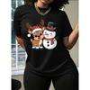 Women's T-Shirt Cute Reindeer Snowman Print Soft Short Sleeve Casual Crew Neck Summer Clothes for Women