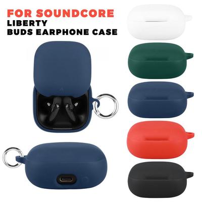 Solid Color Silicone Bluetooth Earphone Cover For Anker Soundcore Liberty Buds, Shockproof Protective Cover With Keychain