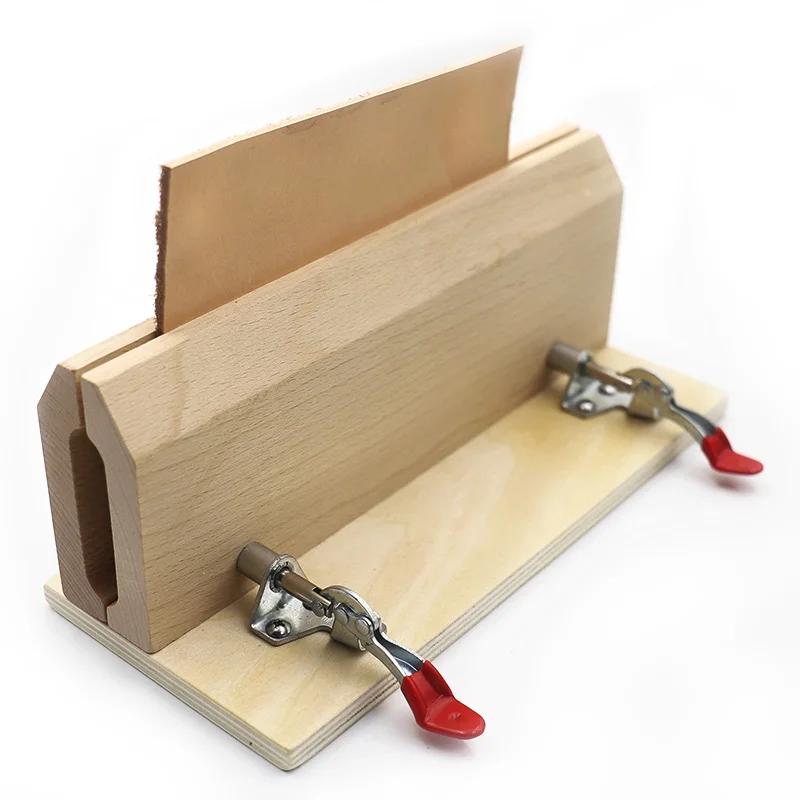 Leather Stitching Clamp - DIY Wooden Sewing Horse with Adjustable Jaws, Desktop Tool for Leathercraft, Bookbinding & Repair