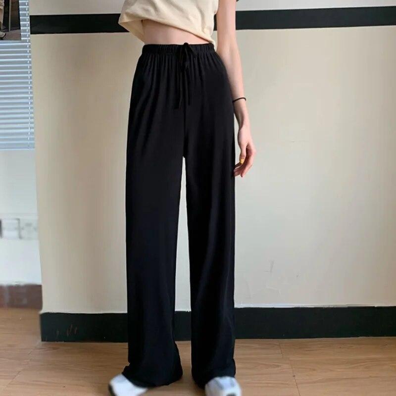 High Waist And Wide Leg Pants Women's Summer Drop Feel Relaxed Straight Tube Casual Pants