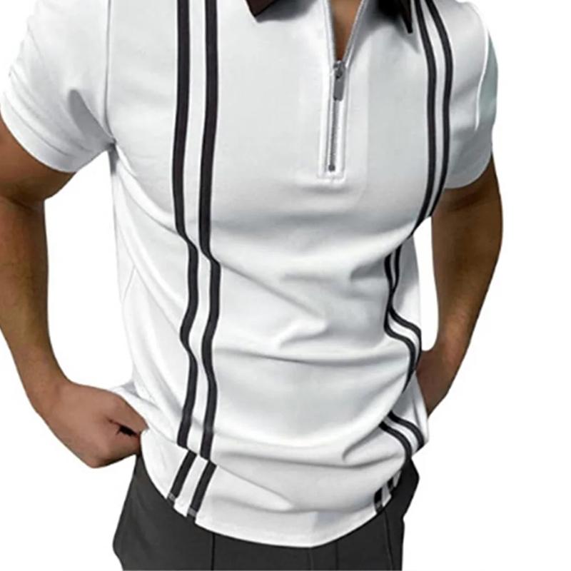 Zipper Design Men's Fashionable Polo Shirt Color 3D Digital Printing Summer Comfortable Outdoor WearPopular Quick Dry