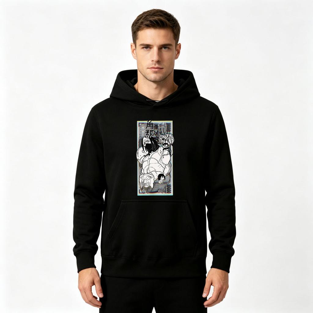 Men's Anime Graphic Print Pullover Hoodie Casual Long Sleeve Streetwear Hooded Sweatshirt