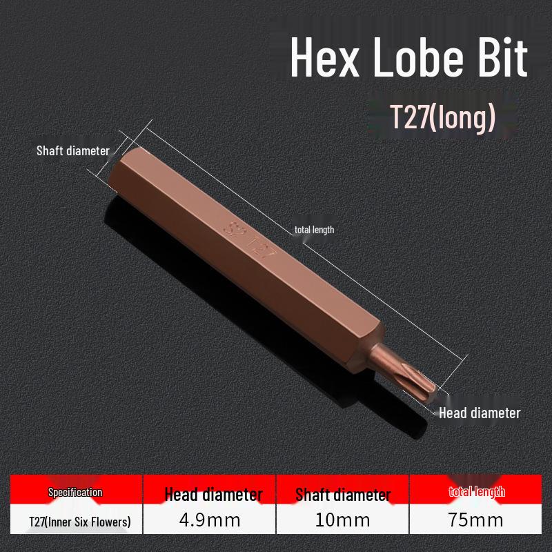 Hexagonal T30 Internal 6-Spline, 12-Point Star Key Socket M10 Tool, T40 Auto Repair.