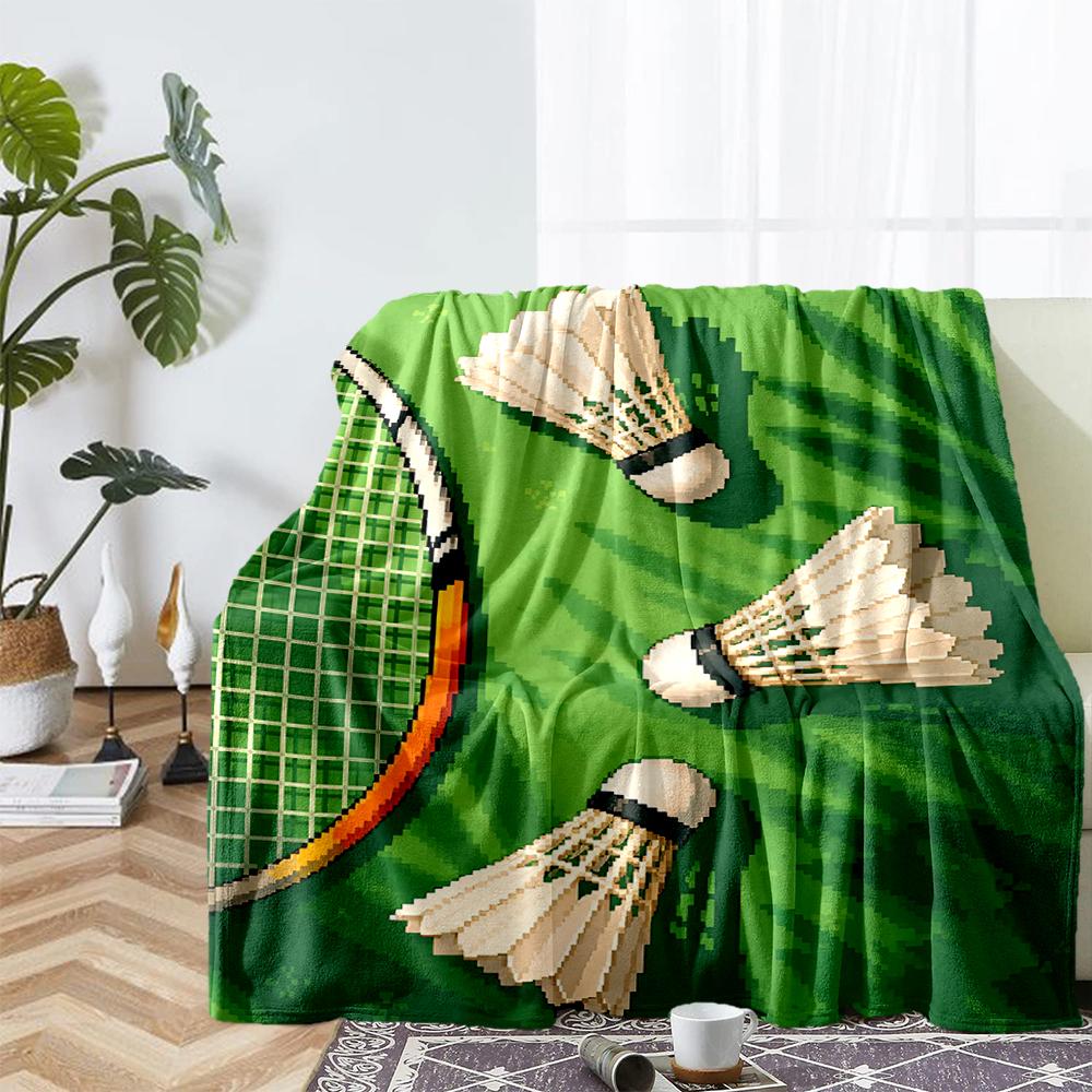 badminton Theme Printed Blanket - Perfect for Couch, Bed, Travel & Outdoor Use | Machine Washable, Cozy & Durable.