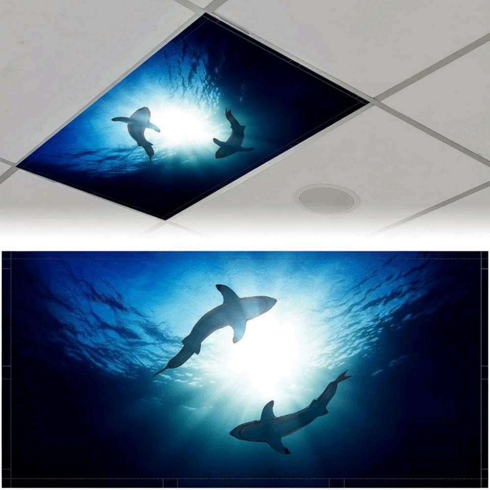 Decoration Light Covers 120*60cm Lampshade Anti-glare 15 Styles Magnetic Light Filters Sky Cloud Fabric Lampshade Offices