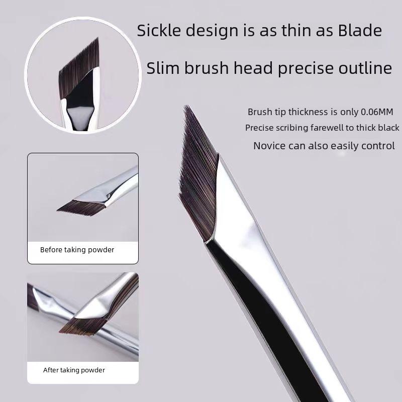 Abgewinkelter, flacher Eyeliner- und Seidenraupen-Detailpinsel – Augen-Make-up-Tool