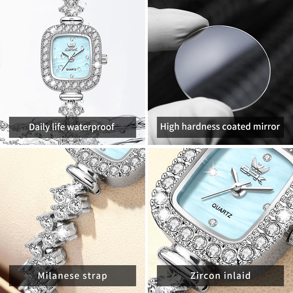 OPK 6058 Luxury Women Watch Elegant Diamond Watches Zircon Bracelet 30M Waterproof Small Dial Quartz Movement Women's Watch