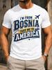 M From Bosnia Take Me To America Collegiate Airplane Arrow Stars And Bold Blue Gold Lettering Unisex All TShirt